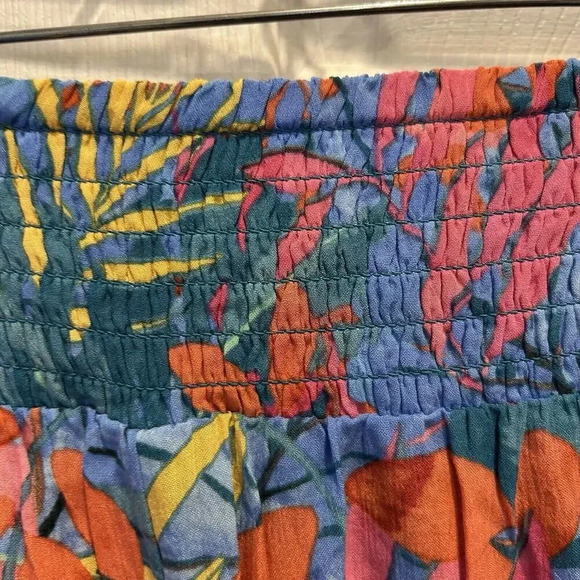 Kona Sol Pants Women's L Pull on Rayon Smock Waist Wide Slit Leg Tropical Lounge - Picture 4 of 7